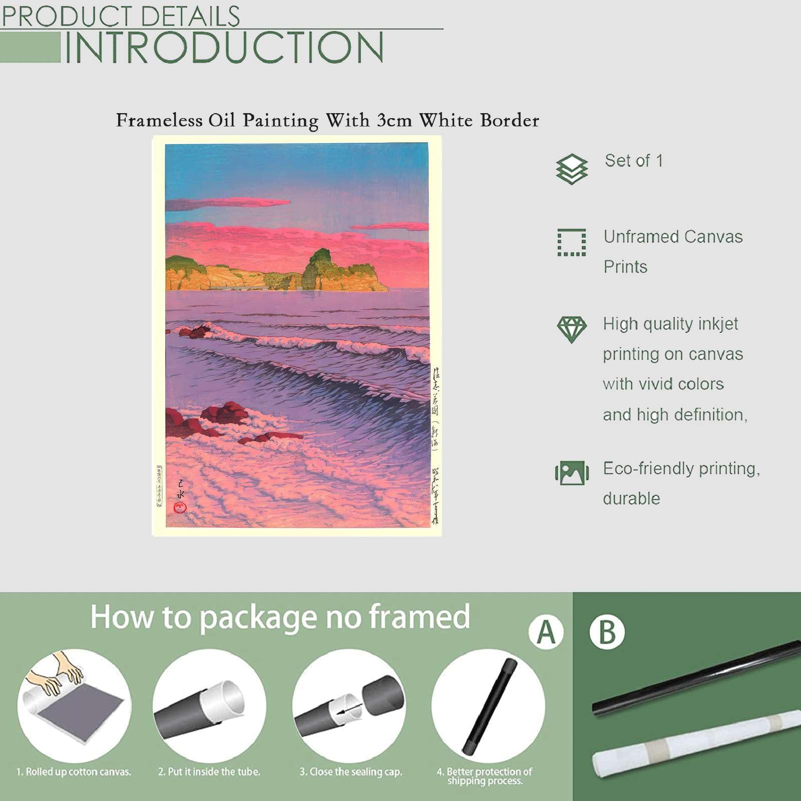 Amazon.com: HSCFWYLN Canvas Art Poster Japanese Poster Morning Sea